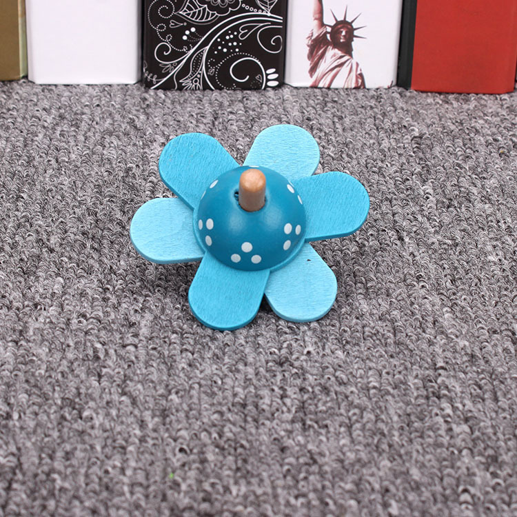 Title 4, Cute Wooden Painted Flowers Spinning Top