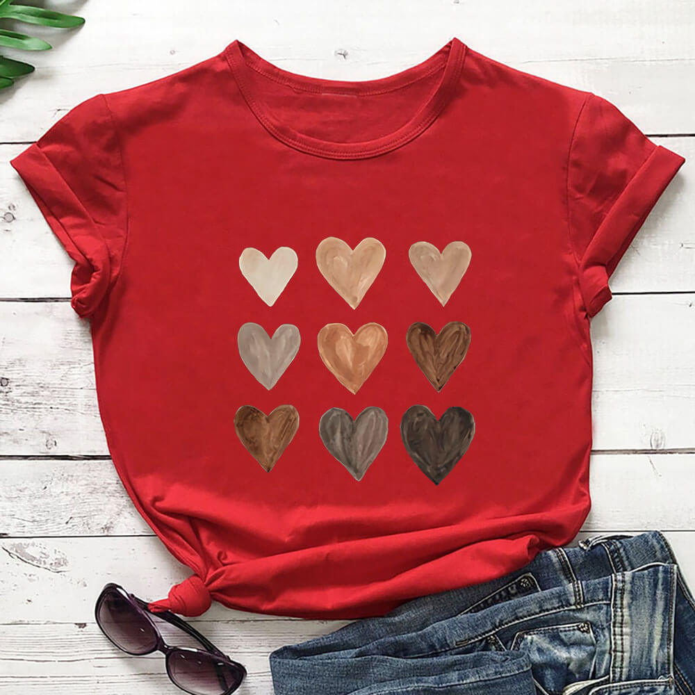 Title 8, Love Color Print T-shirt Round Neck Short Sleeve