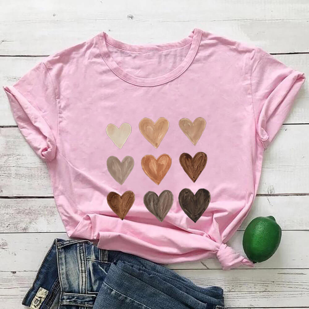 Title 6, Love Color Print T-shirt Round Neck Short Sleeve