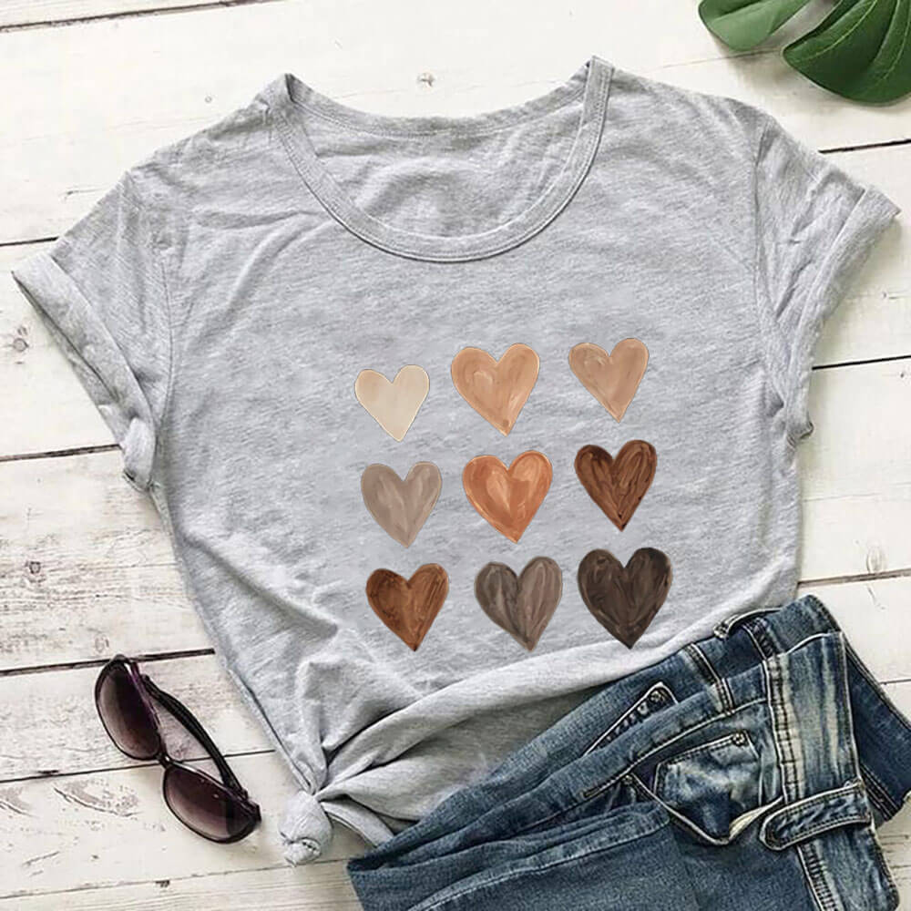 Title 5, Love Color Print T-shirt Round Neck Short Sleeve