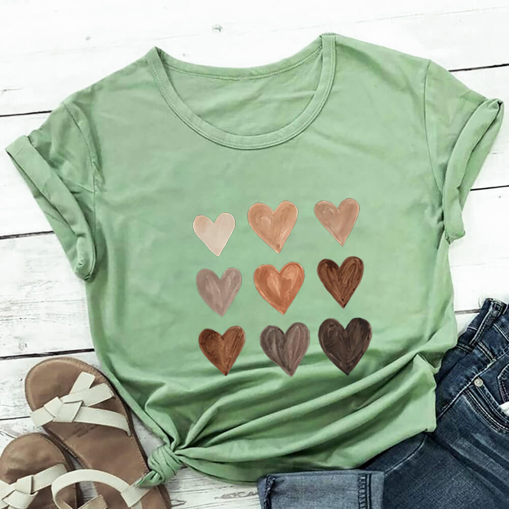 Title 4, Love Color Print T-shirt Round Neck Short Sleeve