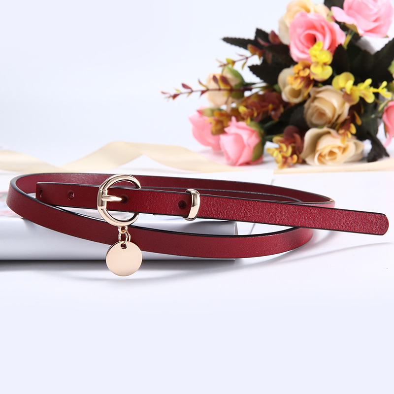 Thin Belt Retro Alloy Buckle Cowhide Decorative Dress Belt