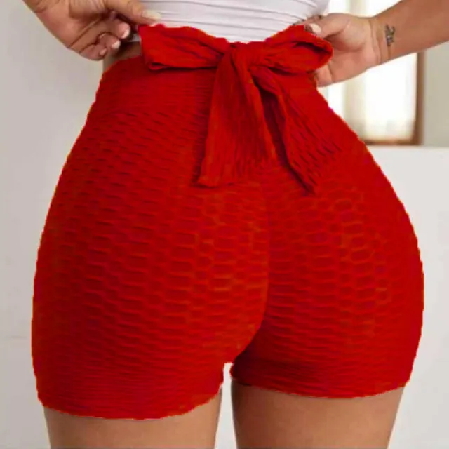 Bow Shorties Scrunch Booty Shorts Red - Shop at LoveMi