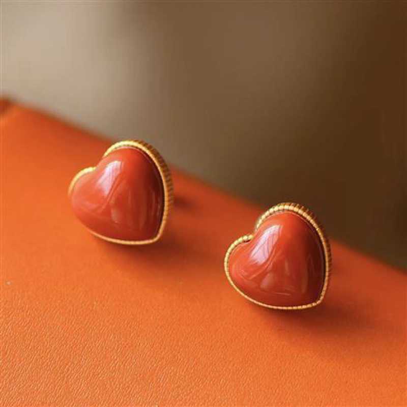 South Red Agate Love Earrings
