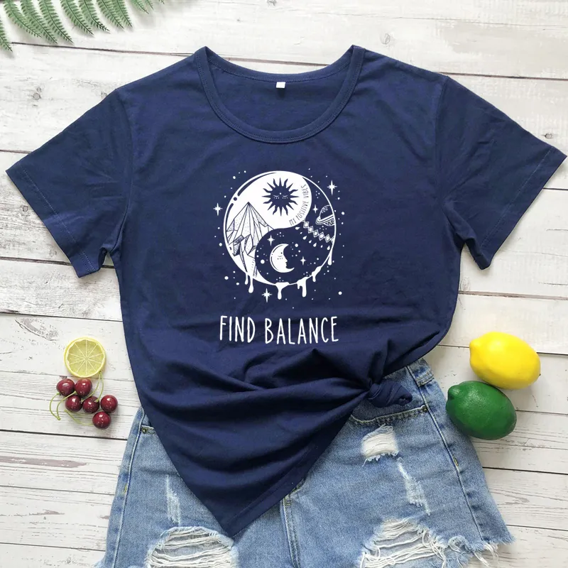 Foreign Trade T-shirt The World Has Bigger European And American Letters Short Sleeve - Navy Blue
