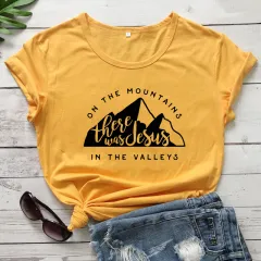 On There Is Jesus In The Valley T Shirt Casual Women's Christian Bible T Shirt - Orange - View 1
