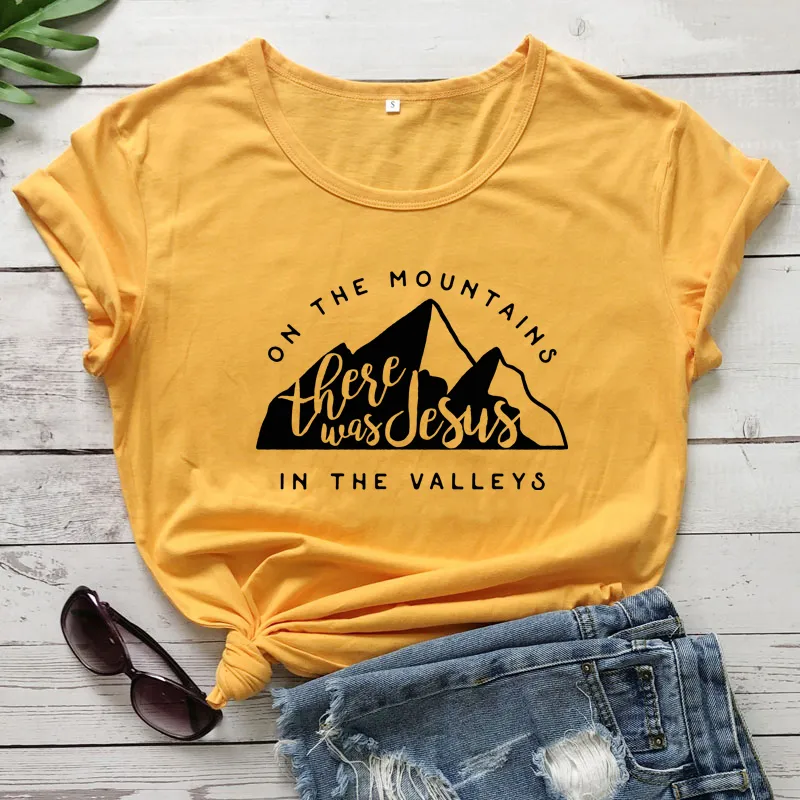 On There Is Jesus In The Valley T Shirt Casual Women's Christian Bible T Shirt - Orange