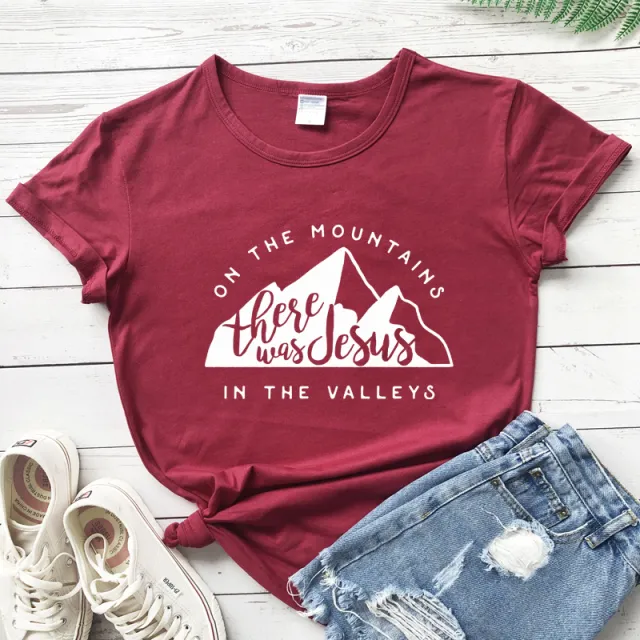 On There Is Jesus In The Valley T Shirt Casual Women's Christian Bible T Shirt Wine Red - Shop at LoveMi