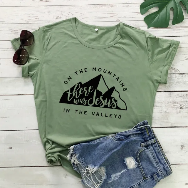 On There Is Jesus In The Valley T Shirt Casual Women's Christian Bible T Shirt Army Green - Shop at LoveMi