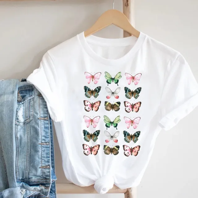 Women'S Short Sleeve T Shirt With Butterfly Print N - Shop at LoveMi