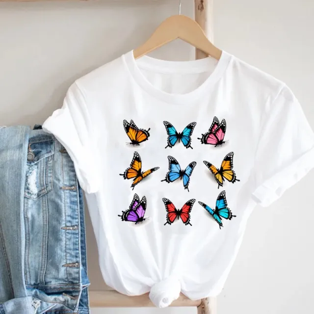 Women'S Short Sleeve T Shirt With Butterfly Print - Shop at LoveMi