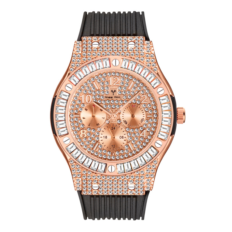 Full Rhinestone Silicone Band Men's Watch