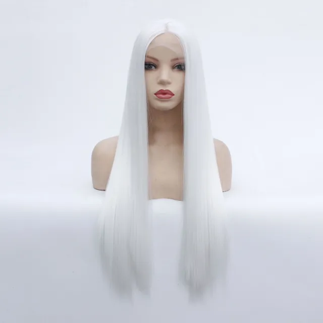 Wig European And American White Mid Length Straight Hair White - Shop at LoveMi