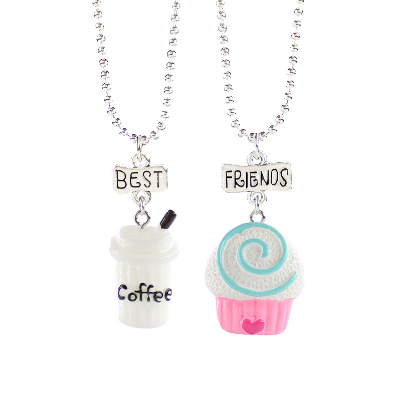 Children's Color Flamingo BF Necklace Two Piece Set