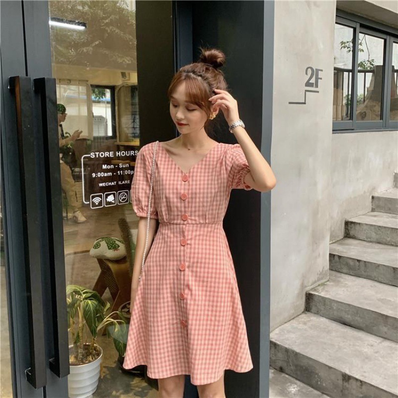 Sen Line Sweet Plaid Dress