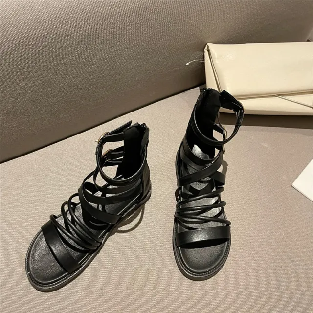 Roman Sandals Fairy Style Women's Flat Shoes Black - Shop at LoveMi