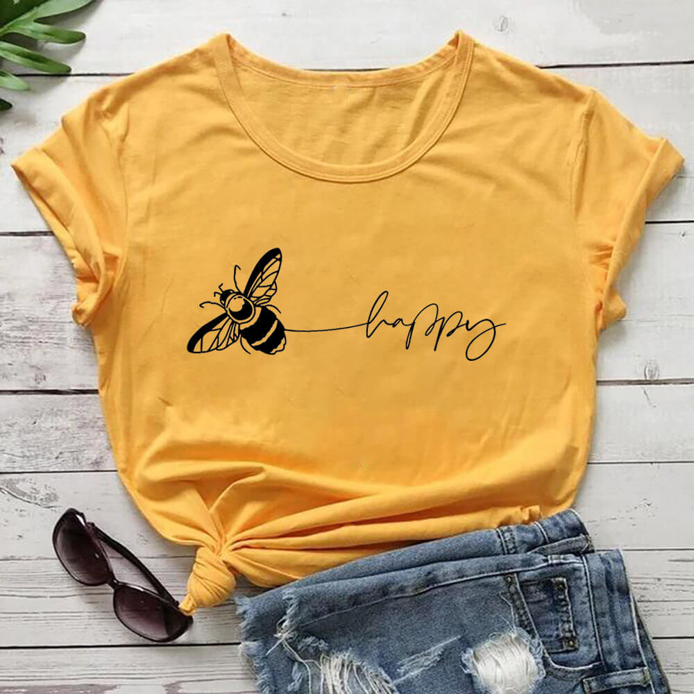 Title 6, Bee Print T-Shirt Round Neck Short-Sleeved T-Shirt