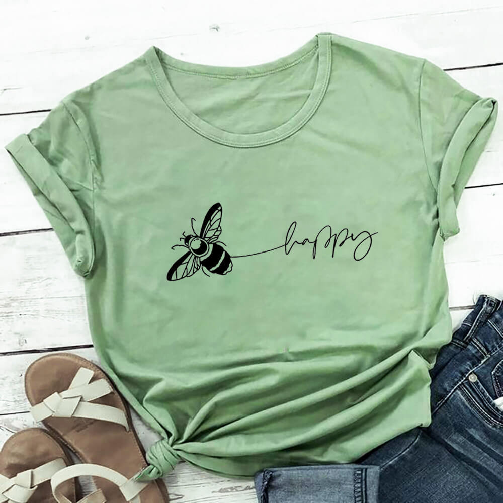 Title 10, Bee Print T-Shirt Round Neck Short-Sleeved T-Shirt