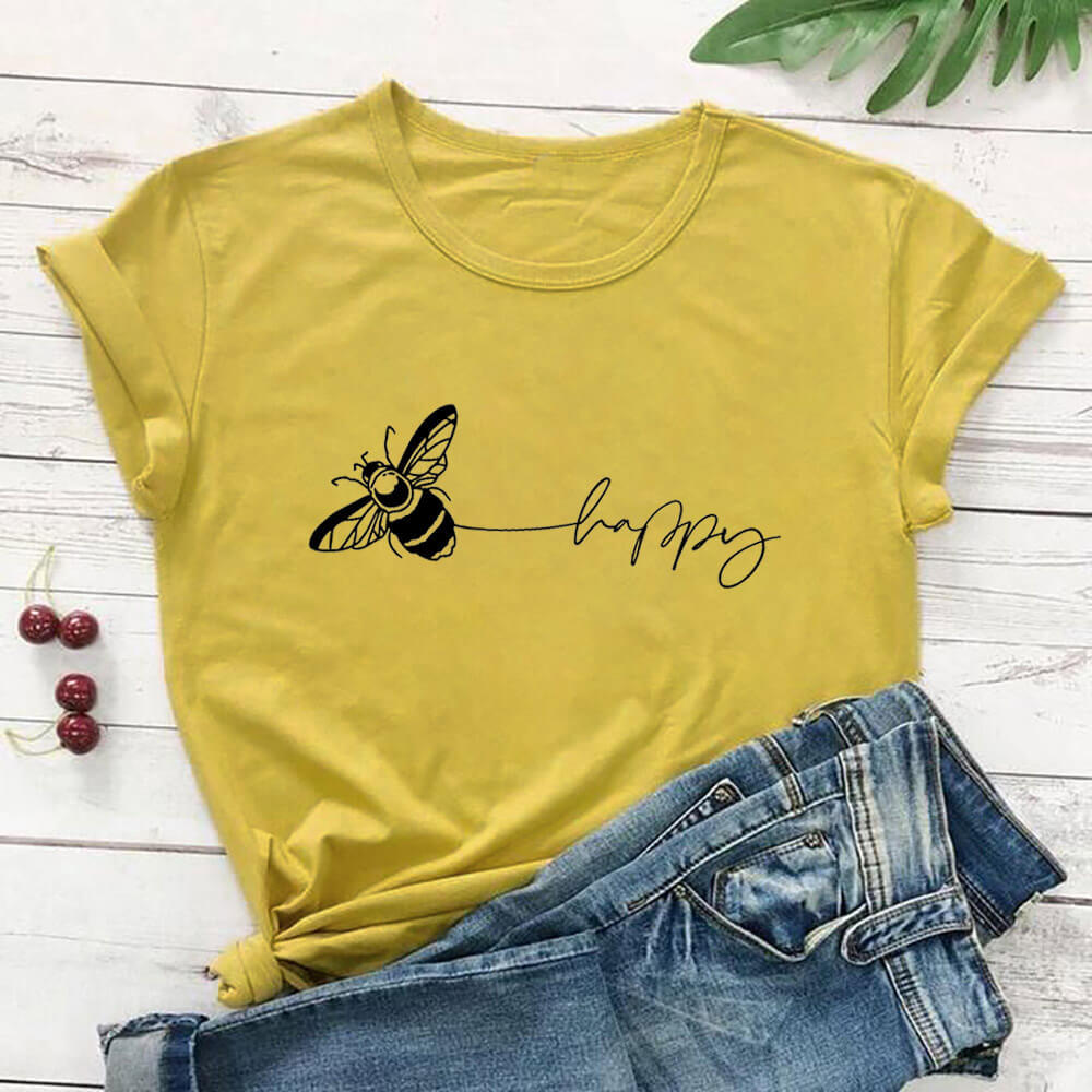 Title 1, Bee Print T-Shirt Round Neck Short-Sleeved T-Shirt