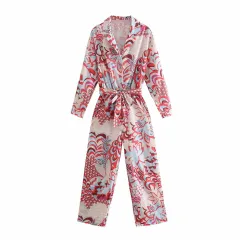 Spring And Summer New Casual Women's Printed Jumpsuit - Pink - View 1