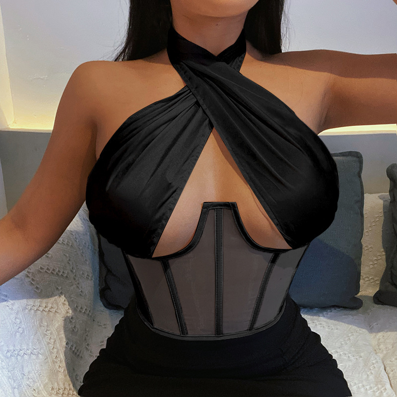 Title 5, Summer Halter Neck Sexy Mesh And Rhinestones Sh...