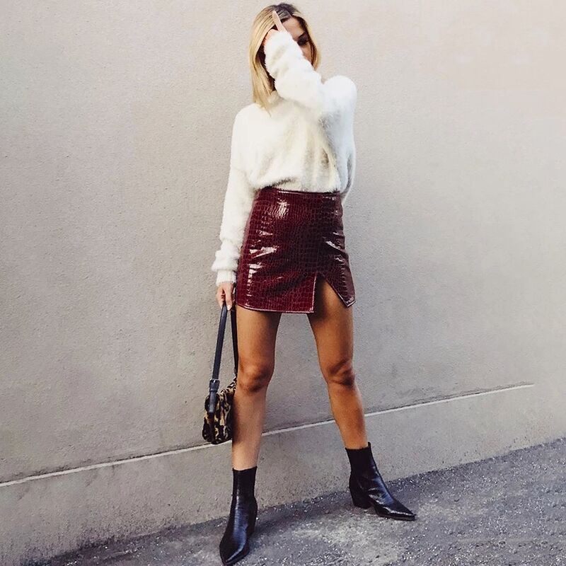 High Waist Street Sexy Slim Casual Leather Skirt