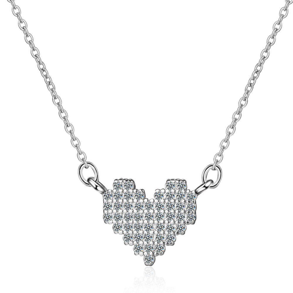 Korean Style Full Diamond Love Necklace Women Simple And Fashionable