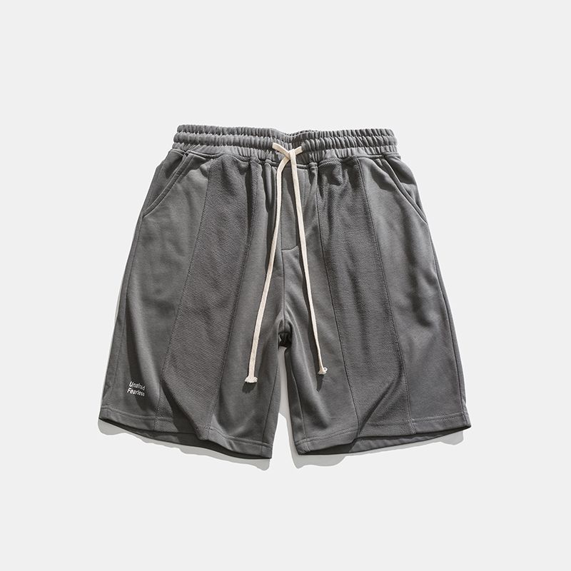 Japanese Simple Stitching Loose Straight Five-Point Pants