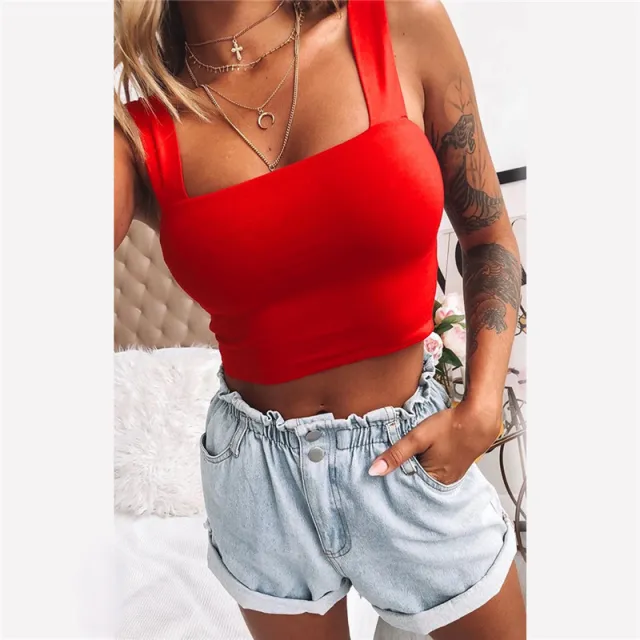 Fashion Women's T shirt Crop Top Red - Shop at LoveMi