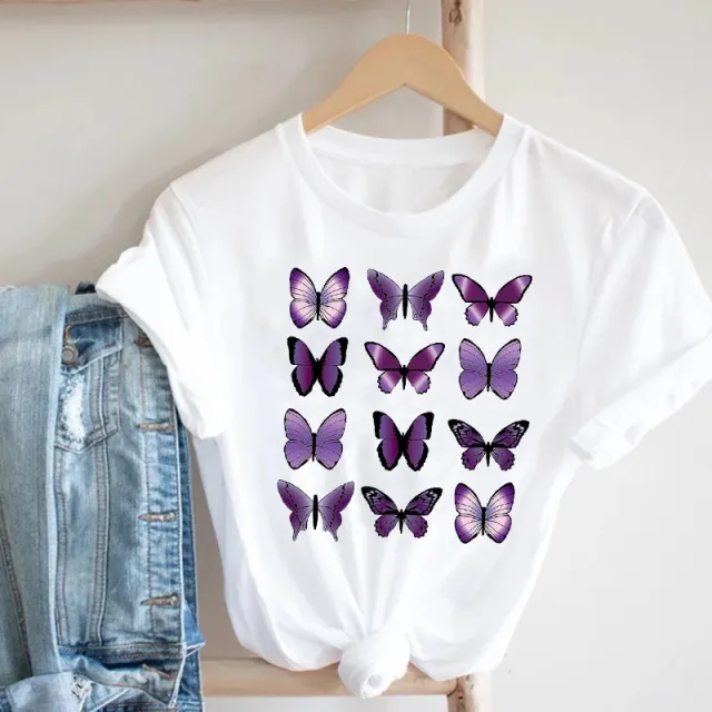 Women'S Short Sleeve T Shirt With Butterfly Print - Shop at LoveMi