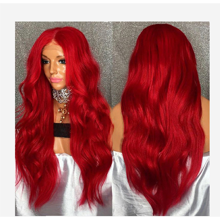 Chemical Fiber Front Lace Wig Headgear Red Wig Female Long Curly Hair — foto 5