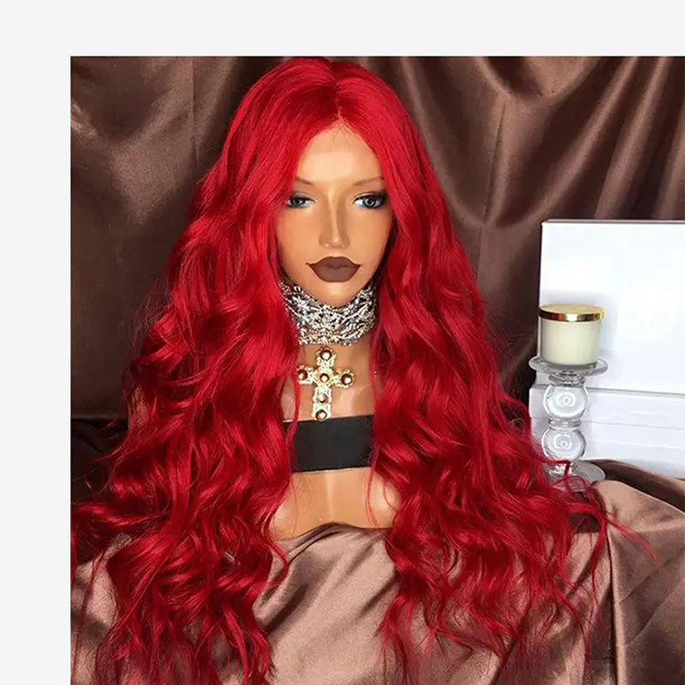 Chemical Fiber Front Lace Wig Headgear Red