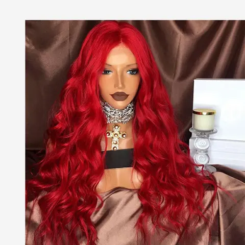 Chemical Fiber Front Lace Wig Headgear Red Wig Female