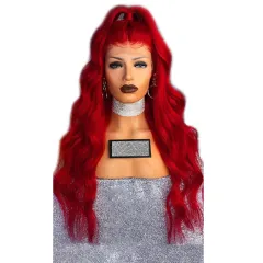 Chemical Fiber Front Lace Wig Headgear Red Wig Female Long Curly Hair - 26Size - View 1