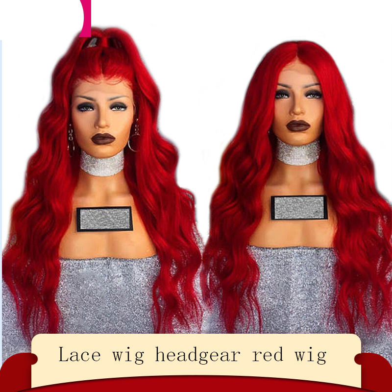 Chemical Fiber Front Lace Wig Headgear Red Wig Female Long Curly Hair — foto 4
