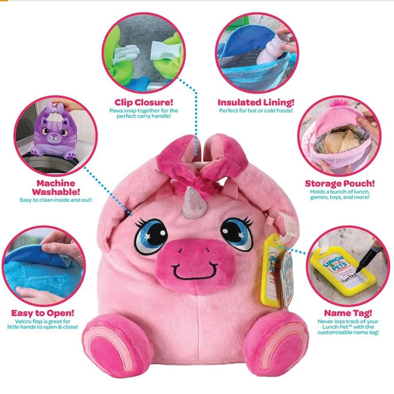Animal Lunch Bag Portable Animal Lunch Bag Children Plush Lunch Bag With Rice Insulation Bag — foto 3