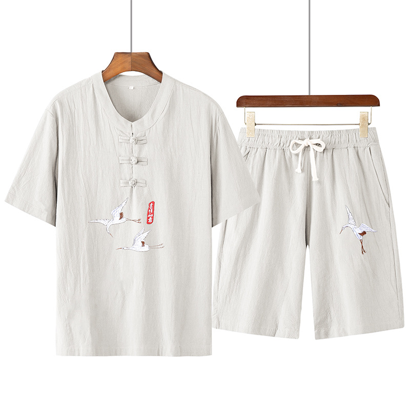 Linen Short-Sleeved T-Shirt Casual Suit