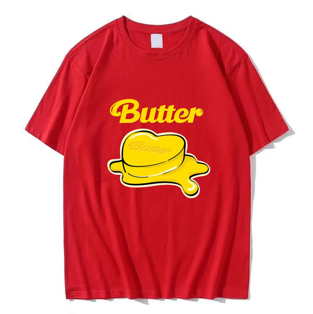 New Album Butter Butter Loose Men's And Women's Short-sleeved Cotton - Red