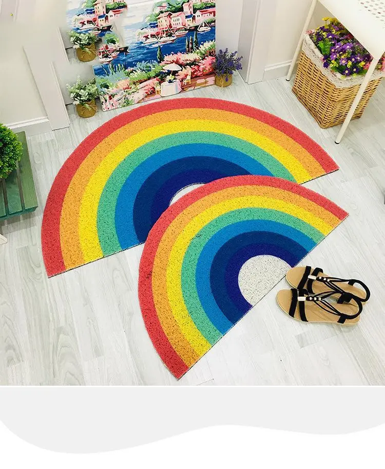 Thickened Semicircle Rainbow Silk Enclosure Floor Mat