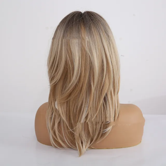 Wig Female Wigs Long Hair Gradient Color Golden Headgear Gold - Shop at LoveMi