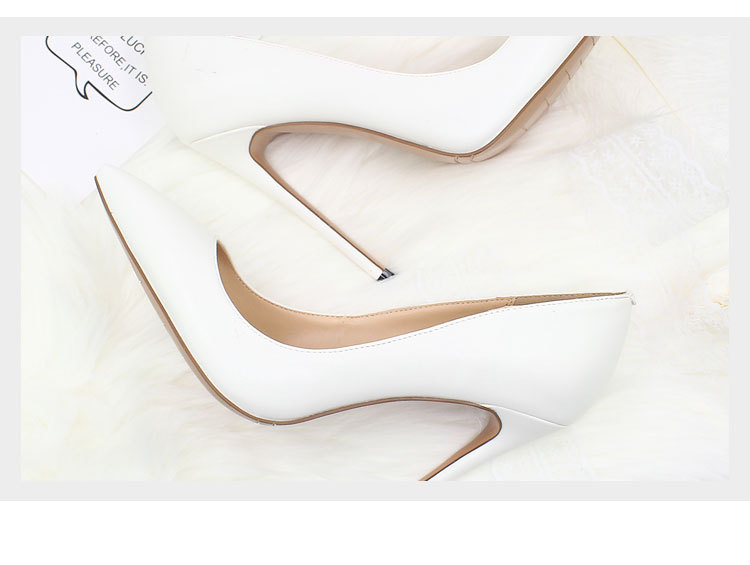 High Heels Women's Shallow Mouth Stiletto High heeled Large Size White - Shop at LoveMi