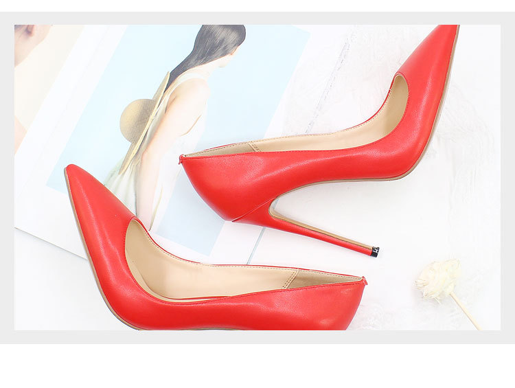 High Heels Women's Shallow Mouth Stiletto High heeled Large Size Red - Shop at LoveMi