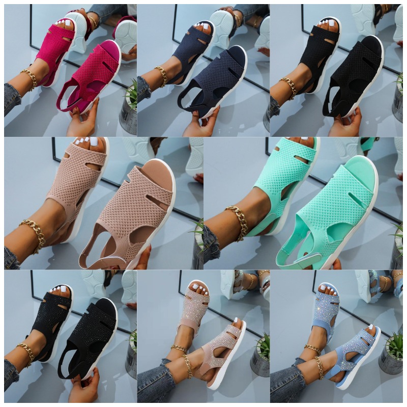 Knitted Rhinestone Sandals