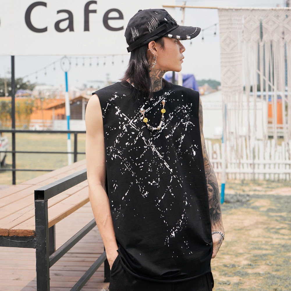 Title 3, Abstract Sketch Portrait Print Sleeveless T-shirt