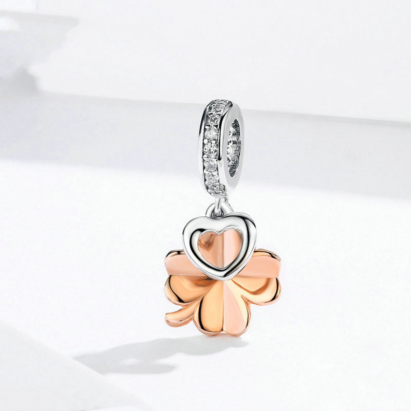 Sterling Silver Pendant With Rose Gold Plated Fashion Beads