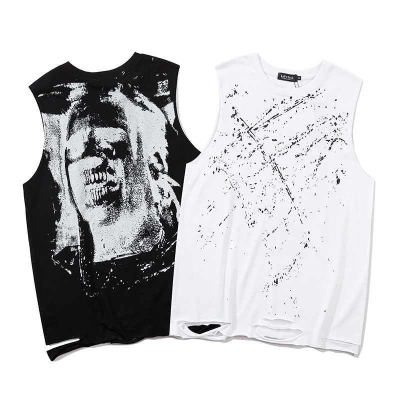 Abstract Sketch Portrait Print Sleeveless T-shirt