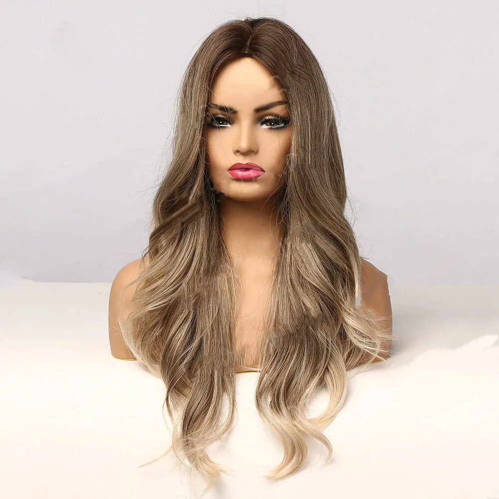 Women's Wig Brown And Gold Mixed Color Medium And Long Volume - Linen
