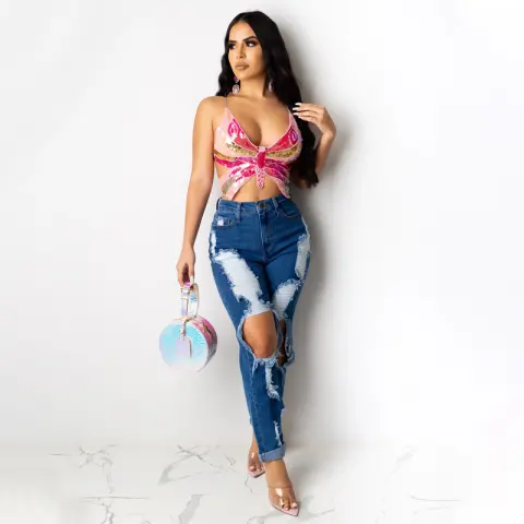 Crop Top Women Summer Tops Vintage Tank Top T