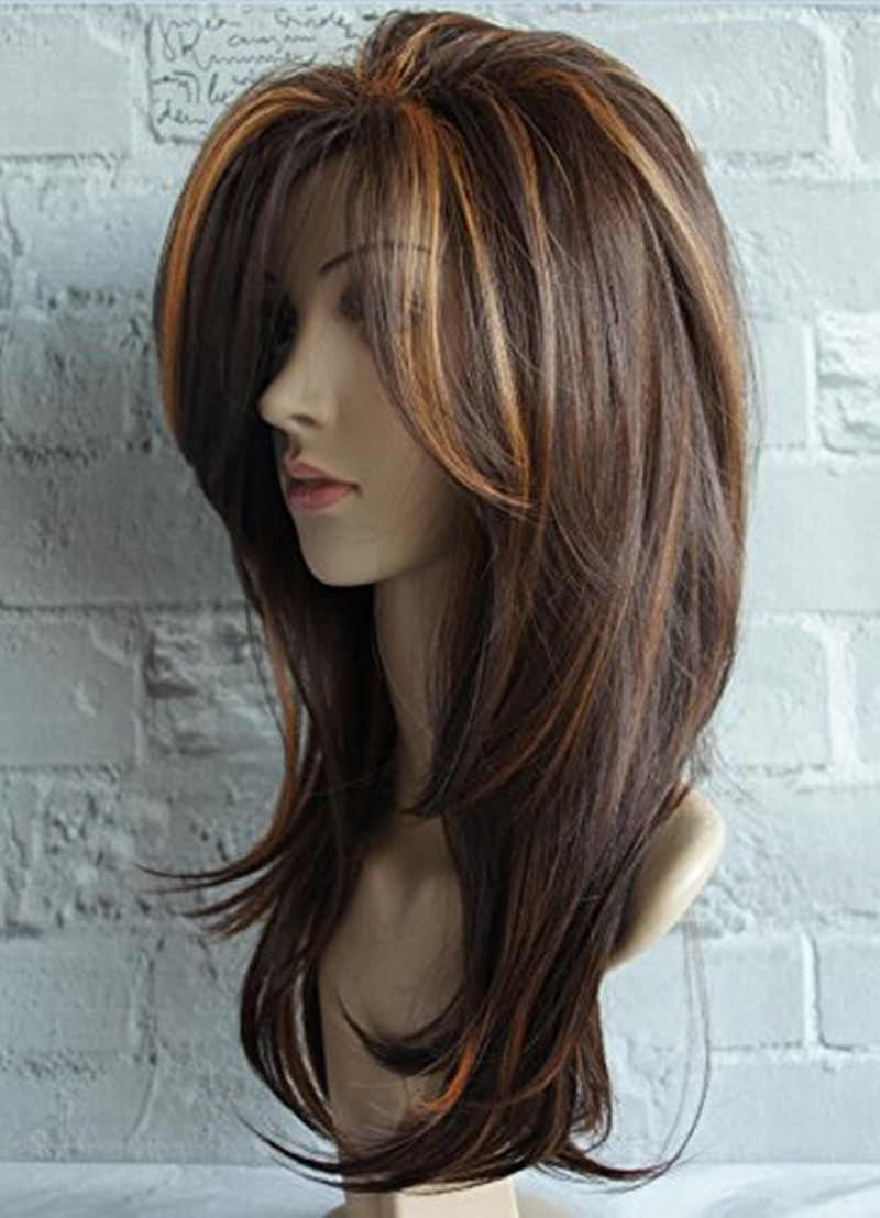 Women's Linen Mixed Brown Medium length Straight Hair Bronze - Shop at LoveMi