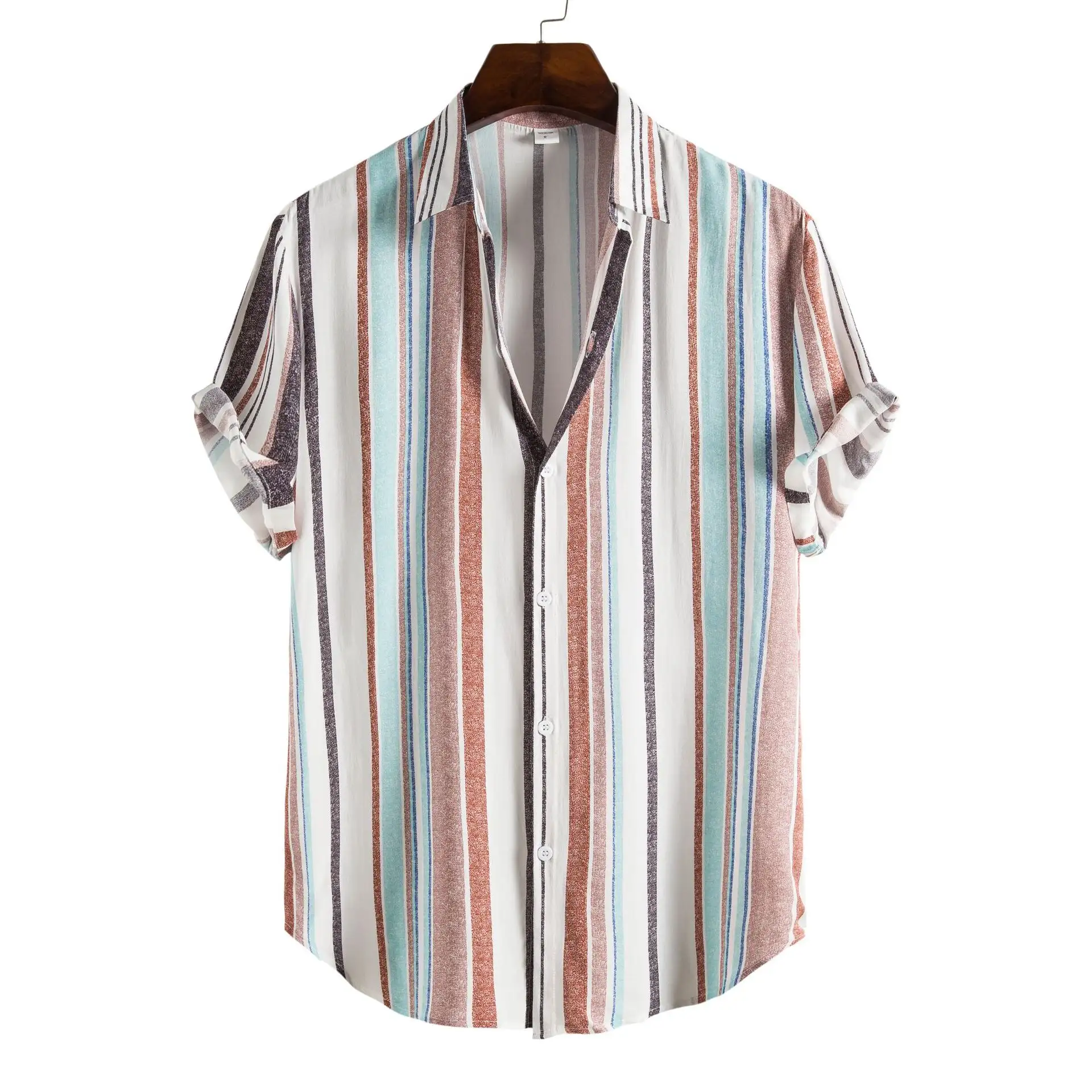 Printed Casual Men's Short-sleeved Shirt Lapel Top Men